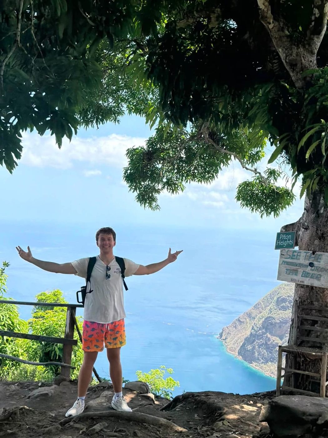 The Pitons seen from Tet Paul